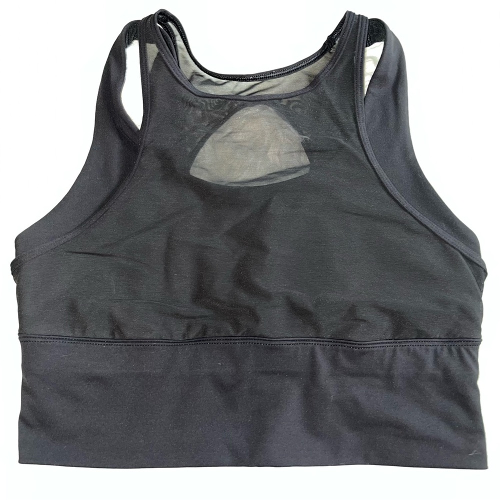 Lululemon Black Sports Bra/Cropped Workout Tank Mesh Overlay Sz 6